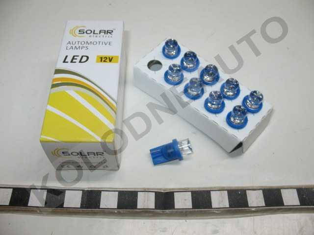 

Лампочка "без цоколя" LED T10_W5W LEDS синяя 1-диод 12V W2.1x9.5d (Solar)