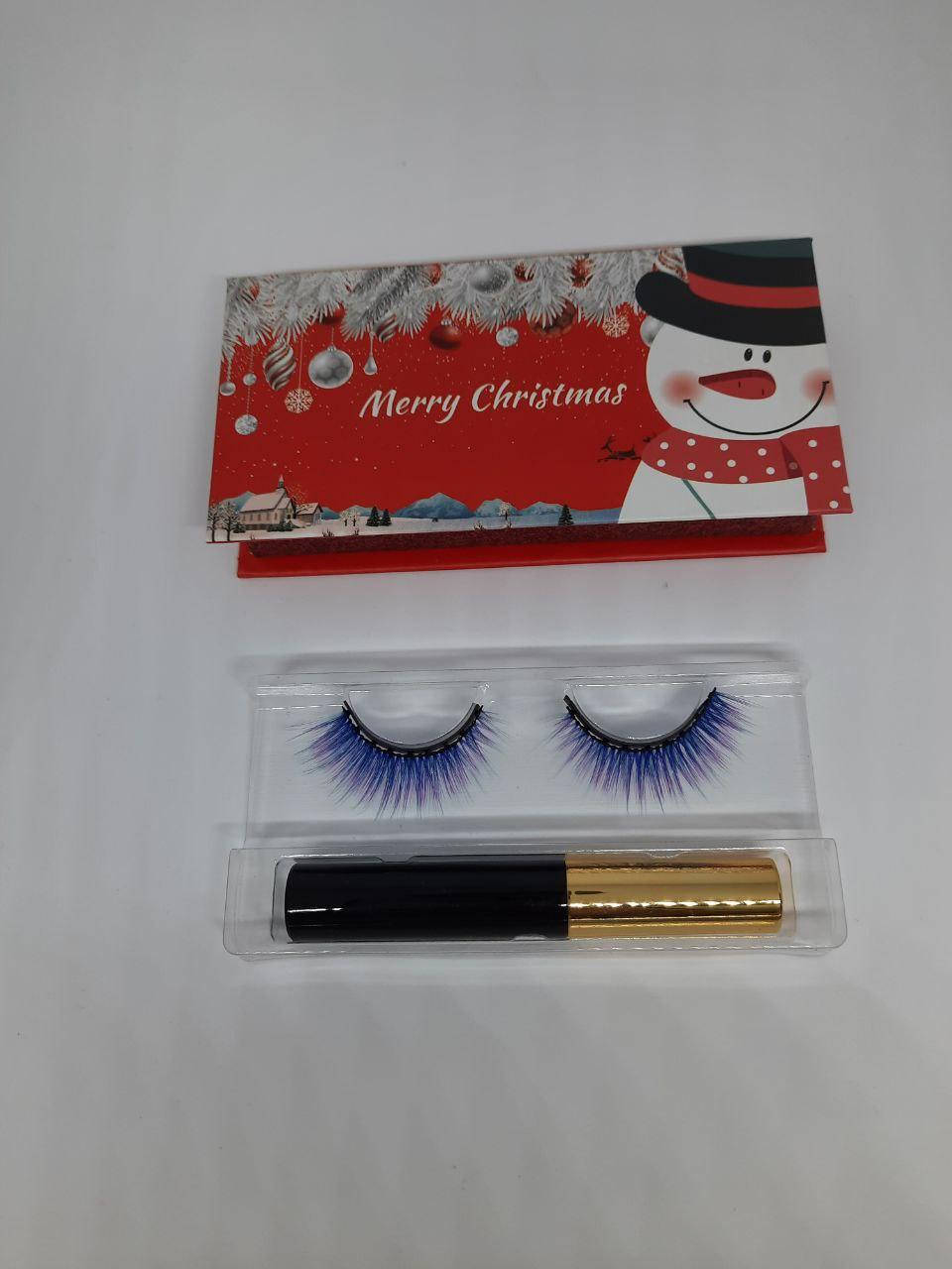 

Цветные Синие ресницы накладные на 9 магнитах и магнитная подводка Magnetic Lashes, Синий