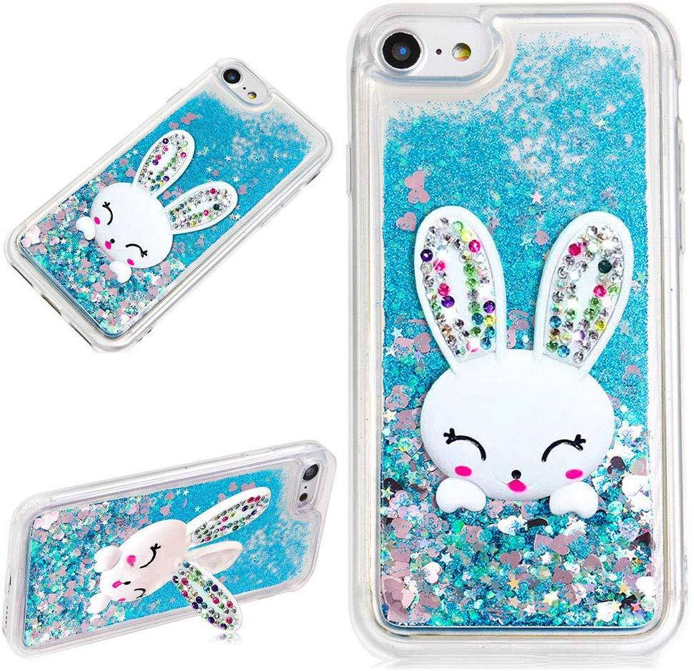 

Чехол Glitter для Iphone 5 / 5s / SE бампер жидкий блеск Заяц Синий