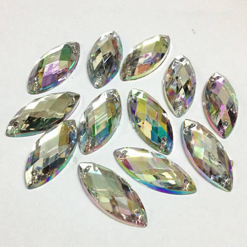 

Пришивные стразы.Лодочка. Crystal АВ 9х18мм. Акрил Цена за 1шт