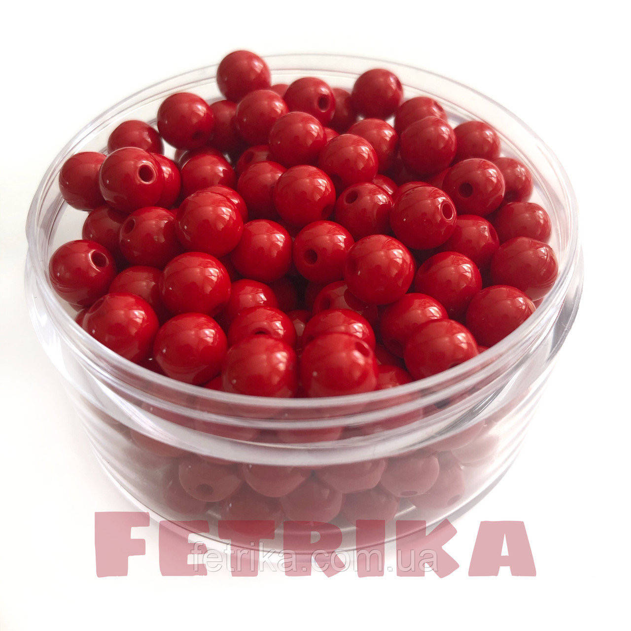 

Бусины пластиковые красные 8 мм, Красный