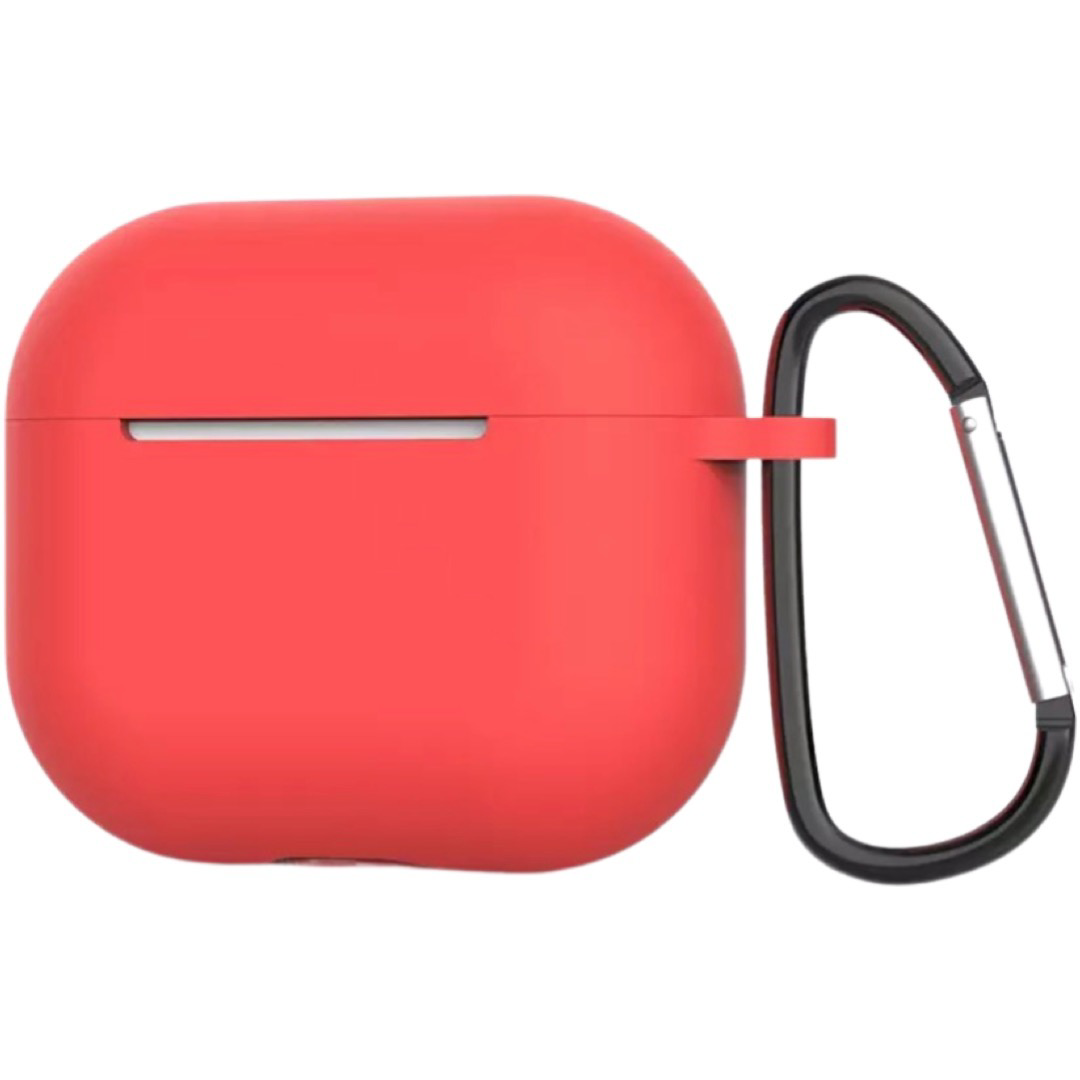 

Силиконовый чехол с карабином для AirPods 3 (2021) (на аирподс 3) красный, Разные цвета