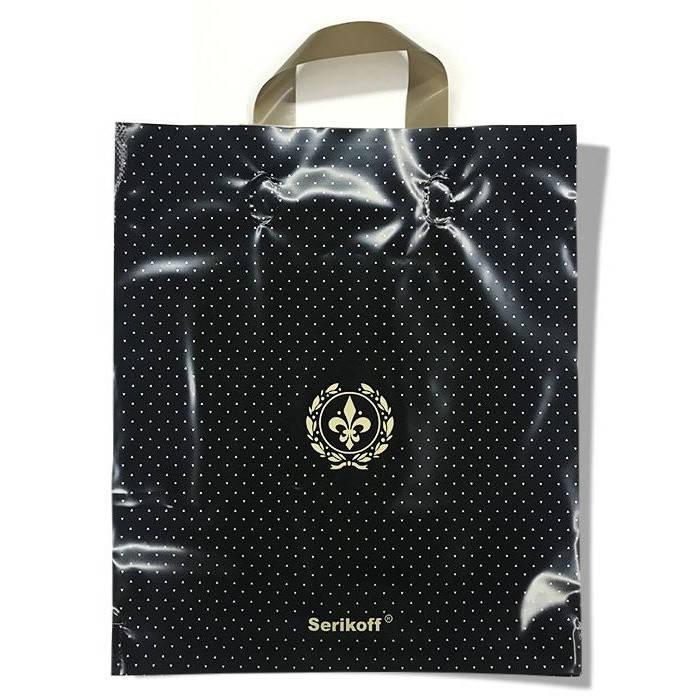 

Пакет с ручкой петлей Serikoff Лилия Премиум 30х34 см черный арт. 1844 (50шт)