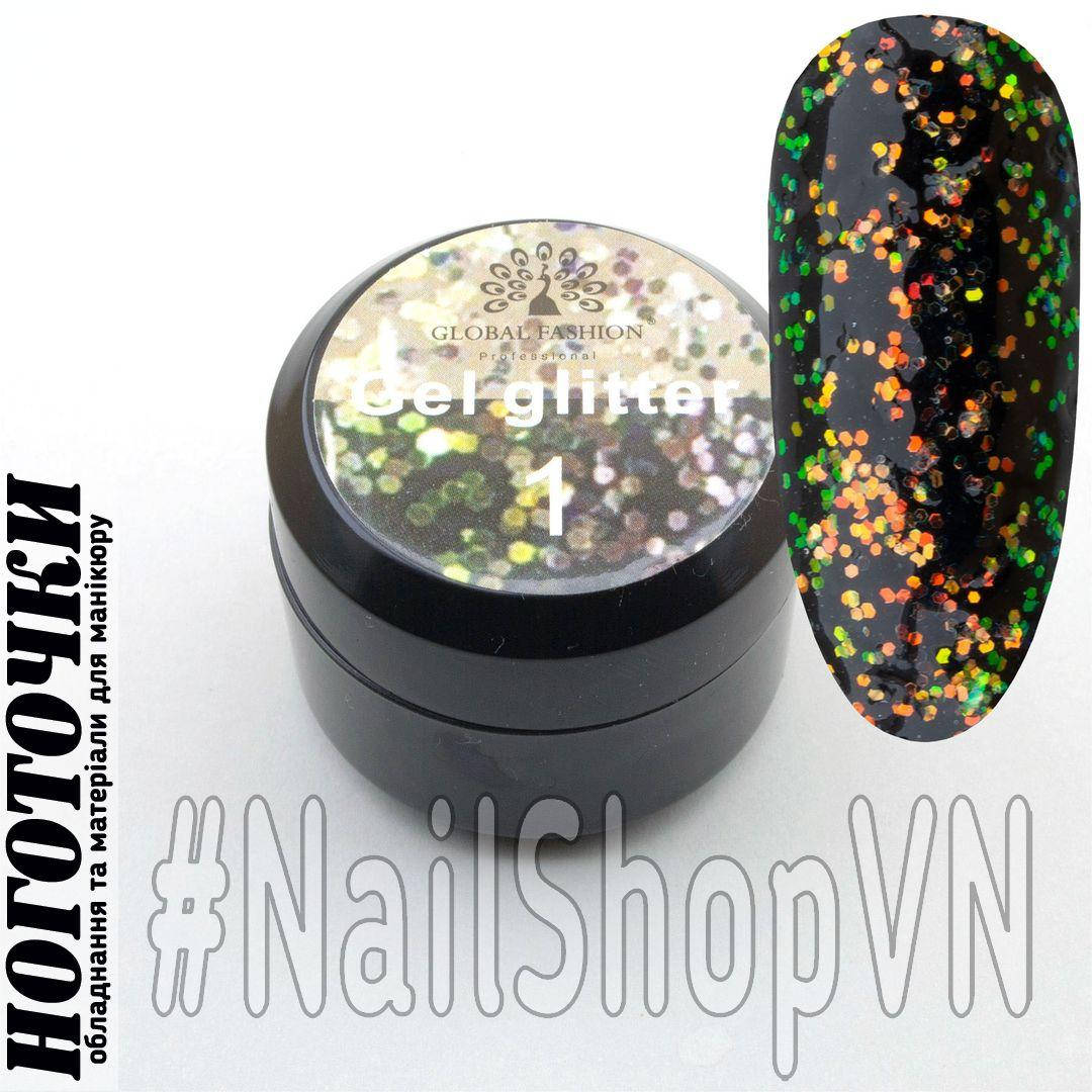

Гель Global Fashion Gel Glitter Black-White 5g