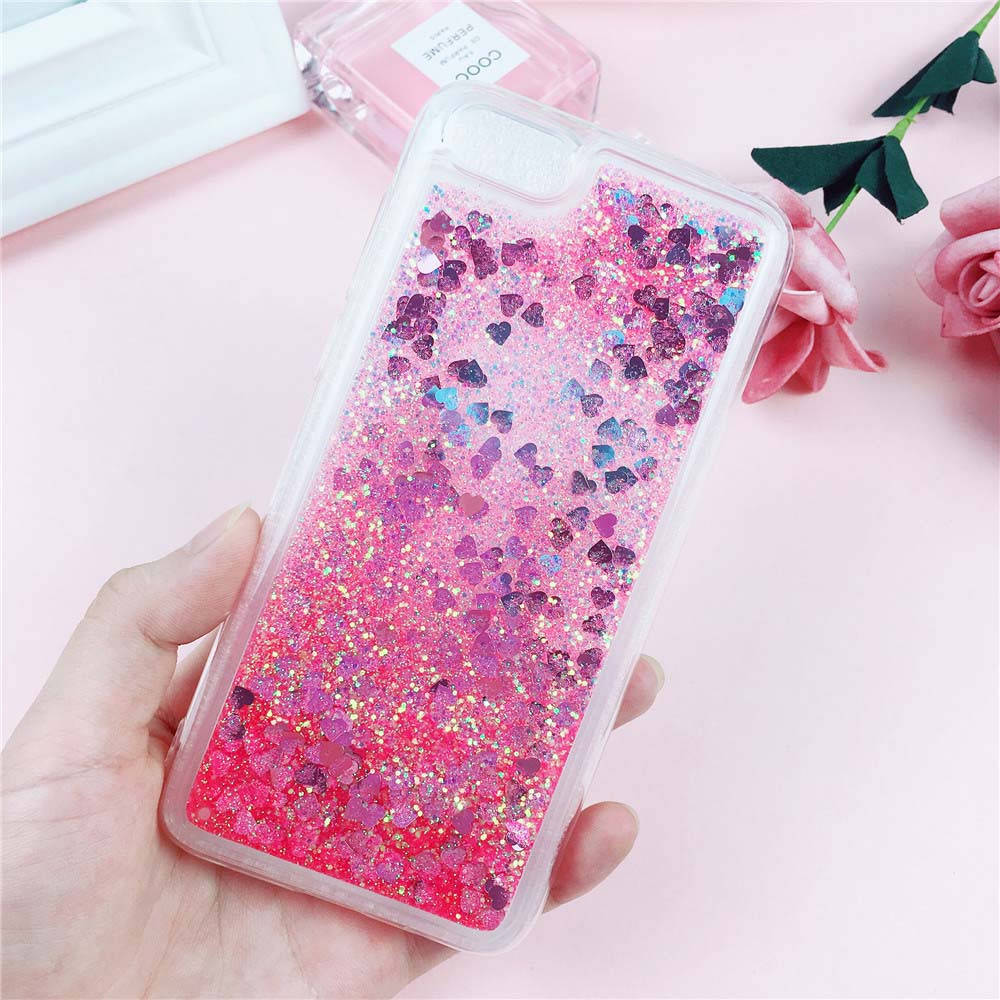 

Чехол Glitter для Iphone 6 Plus / 6s Plus Бампер Жидкий блеск сердце розовый