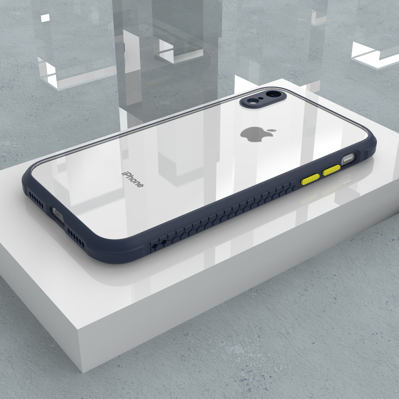 

Противоударный чехол для iPhone XR Синий Прозрачный