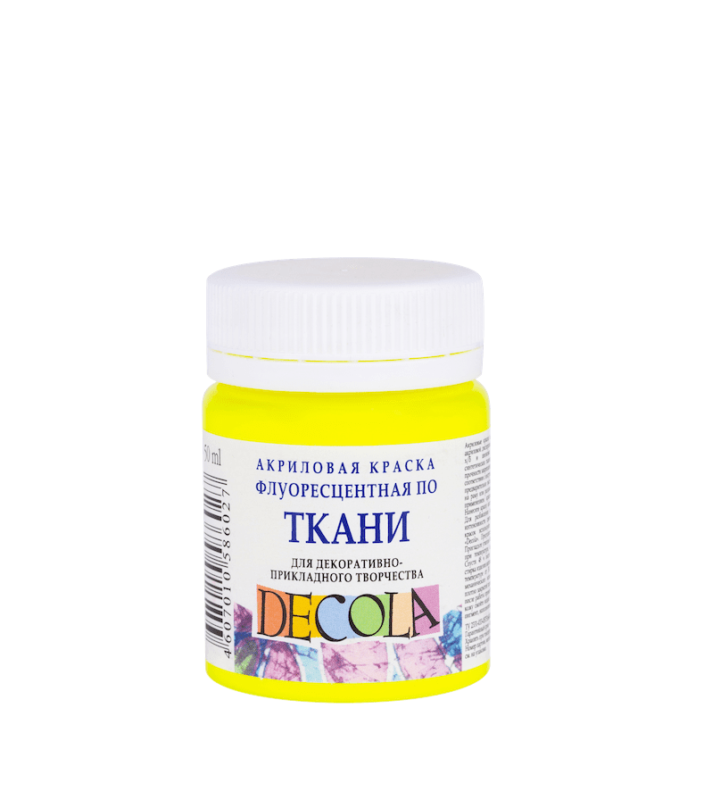 

Акрил для ткани 50мл флюор.Лимонная 214 Decola