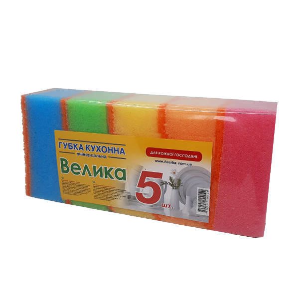 

Губка кухонная для посуды Большая (42*50*90), 5 шт, Разные цвета