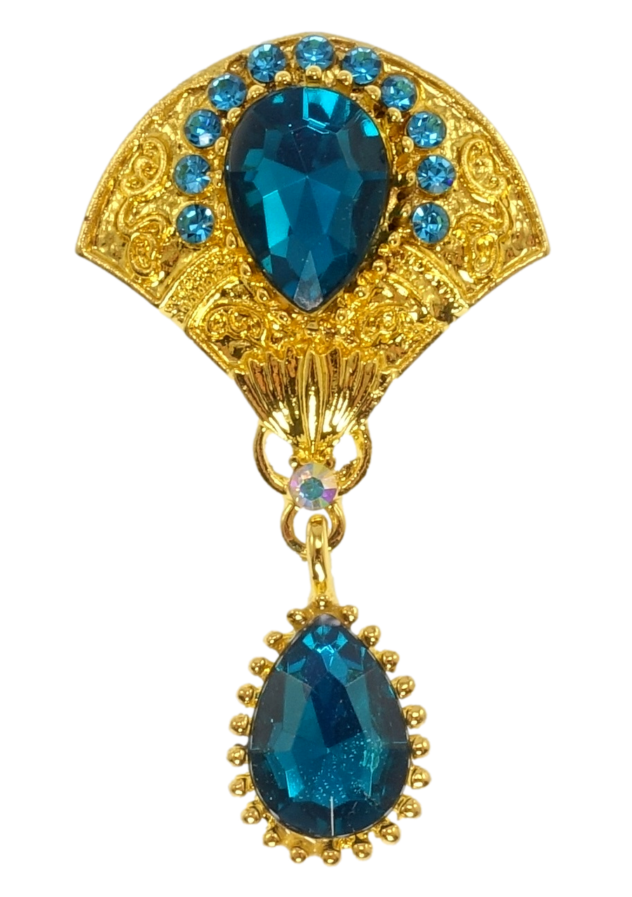 

Брошь "Декоративный узор с бирюзовыми стразами"