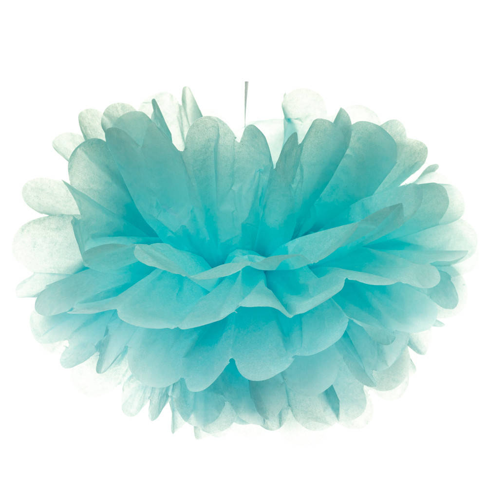 

Бумажный пом-пон, голубой 25 см.