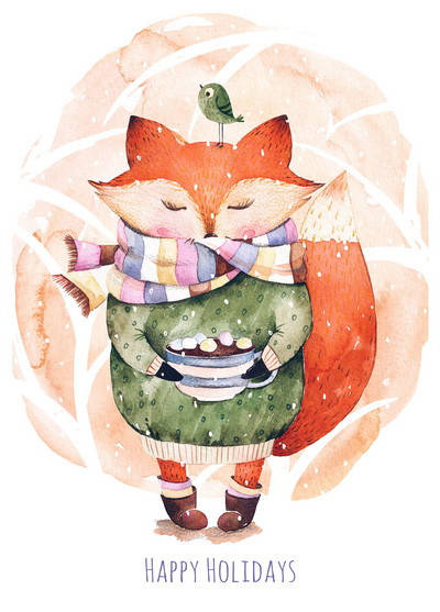 

Открытка "Лисенок и какао"