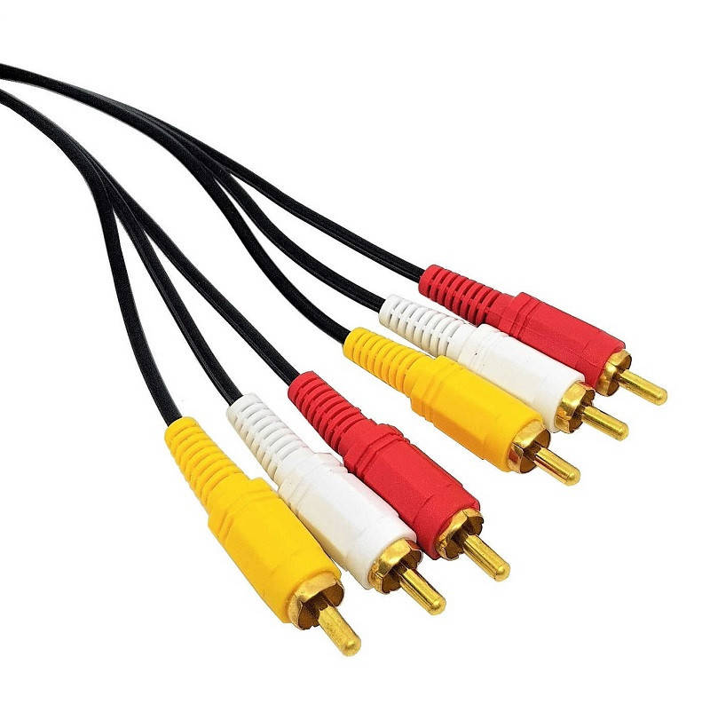 

Кабель AV 3 RCA - 3 RCA, папа-папа, 1.2м, тюльпаны, Черный