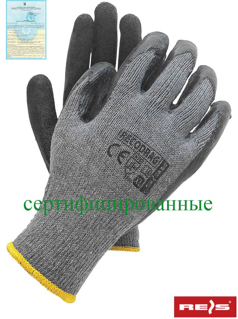 

Перчатки RECODRAG SB рабочие х/б REIS (RAWPOL) Польша покрытая вспененным латексом, Серый