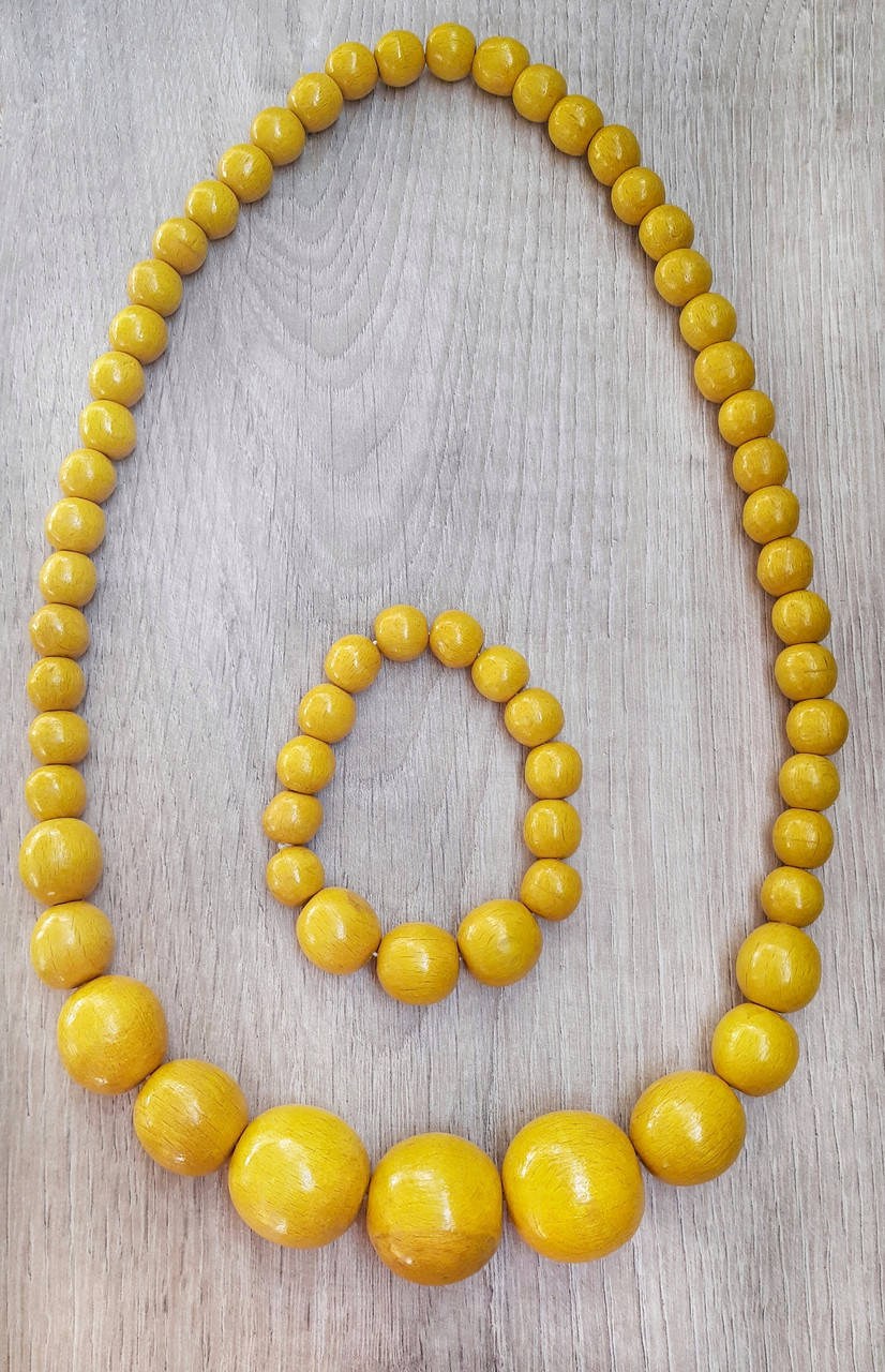 

Набір буси та браслет Бусинка. Жовті.