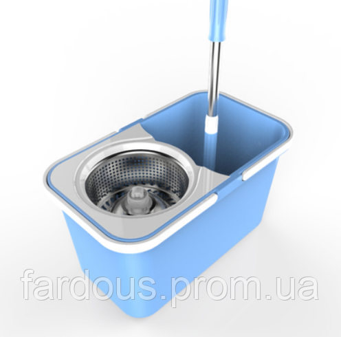 

Швабра Spin and Go с металлическим отжимом и ведром для мытья пола. Синий