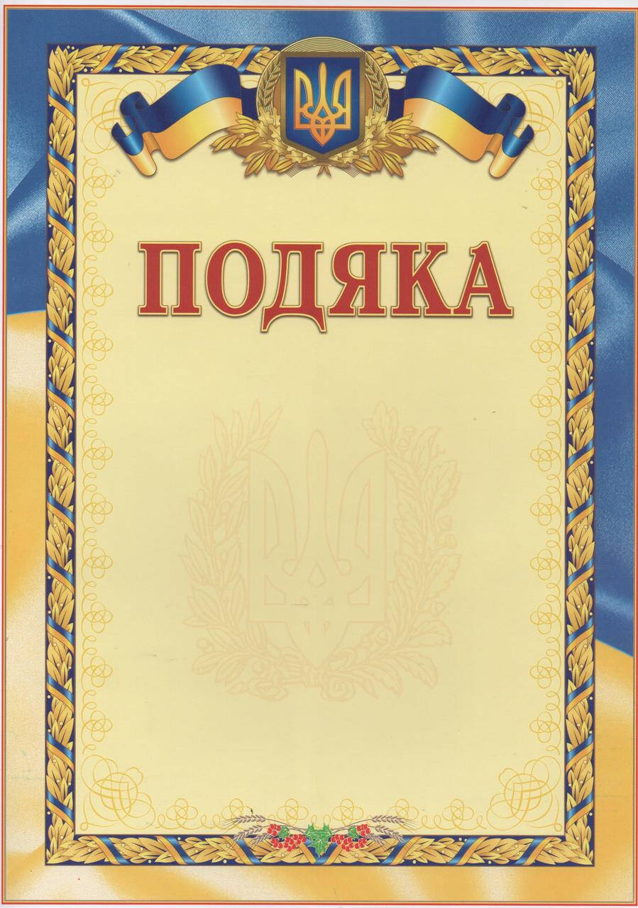 

Подяка А4 бланк для награждения