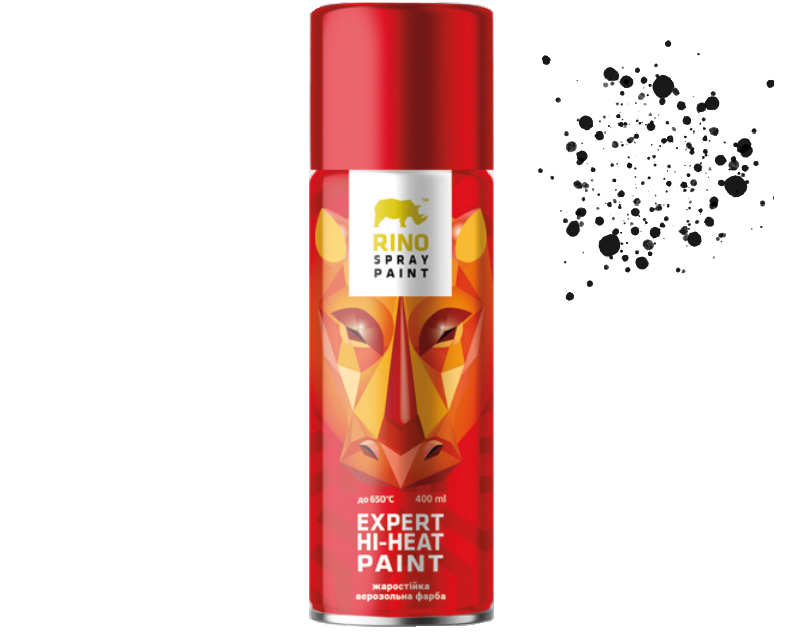 

Краска жаростойкая Rino Expert Hi-Heat матовая черная (RE-1200), 400 мл, Черный