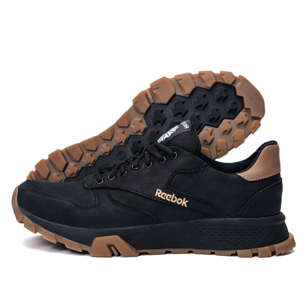 

Мужские кожаные черные кроссовки Reebok, Черный