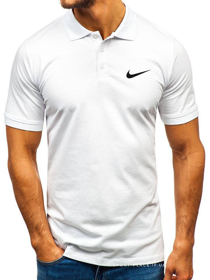 

Мужская футболка поло Nike (Найк) белая (маленькая эмблема) хлопок M, 48
