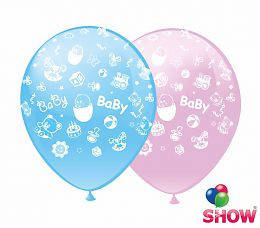 

Воздушные шарики Happy Birthday розовый и голубой 12" (30 см) ТМ Show, Разные цвета