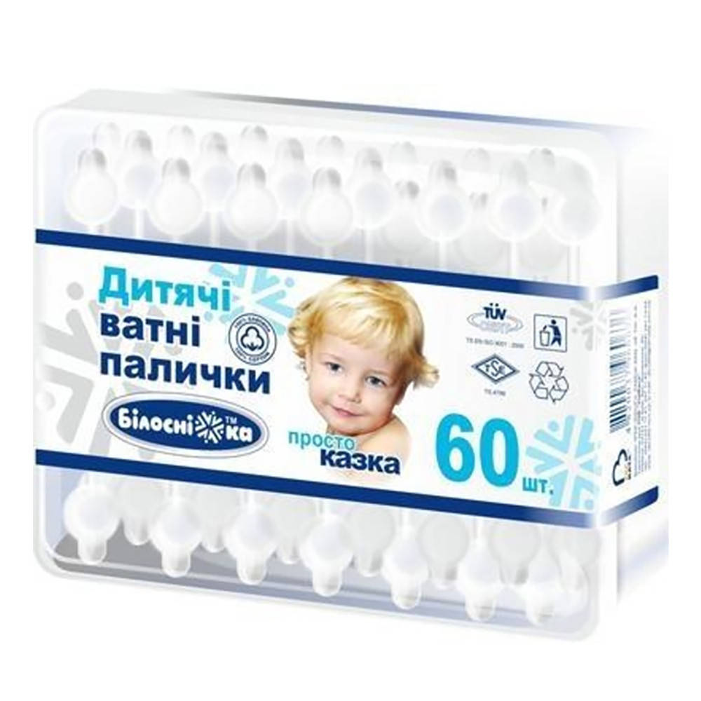 

Ватные палочки детские с ограничителем Белоснежка 60 шт. (4820173080366)