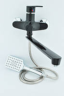 Змішувач із термопласту з довгим гусаком у ванну Plamix Oscar 006-5 Black NEW