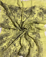 Женский шарф-палантин-парео белый и жёлтый хлопок 180х69 см