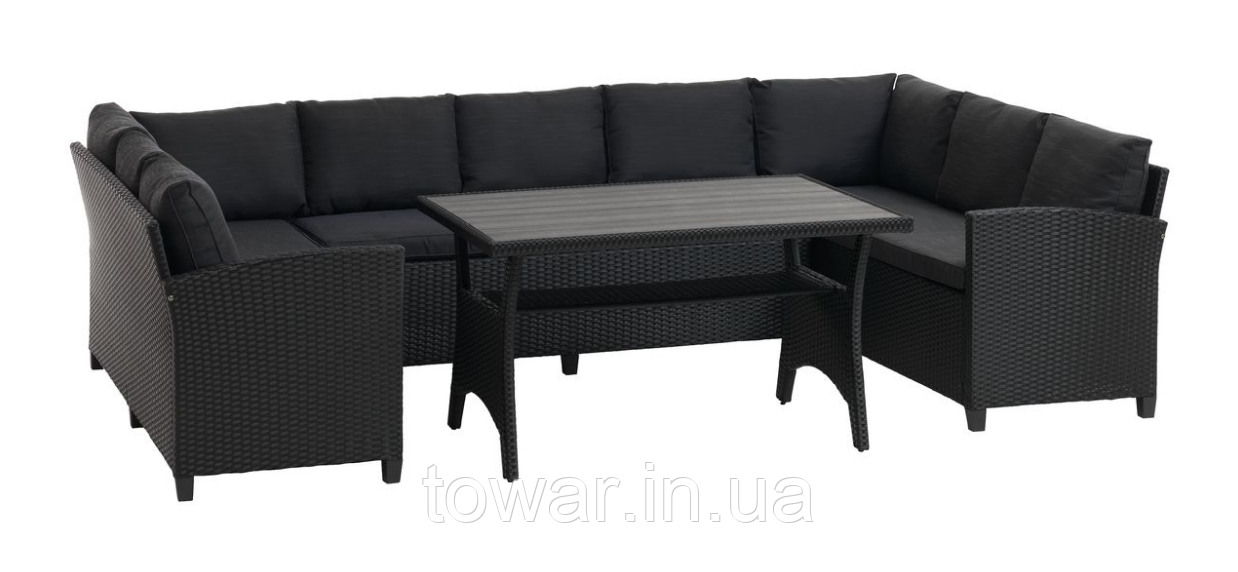Комплект садовой мебели из искусственного ротанга 9-местная софа стол Черный - фото 3 - id-p1378275066