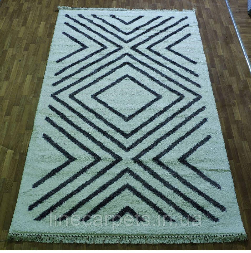 Килим з довгим ворсом TIBET 12541-16 біло-сірий, фото 1