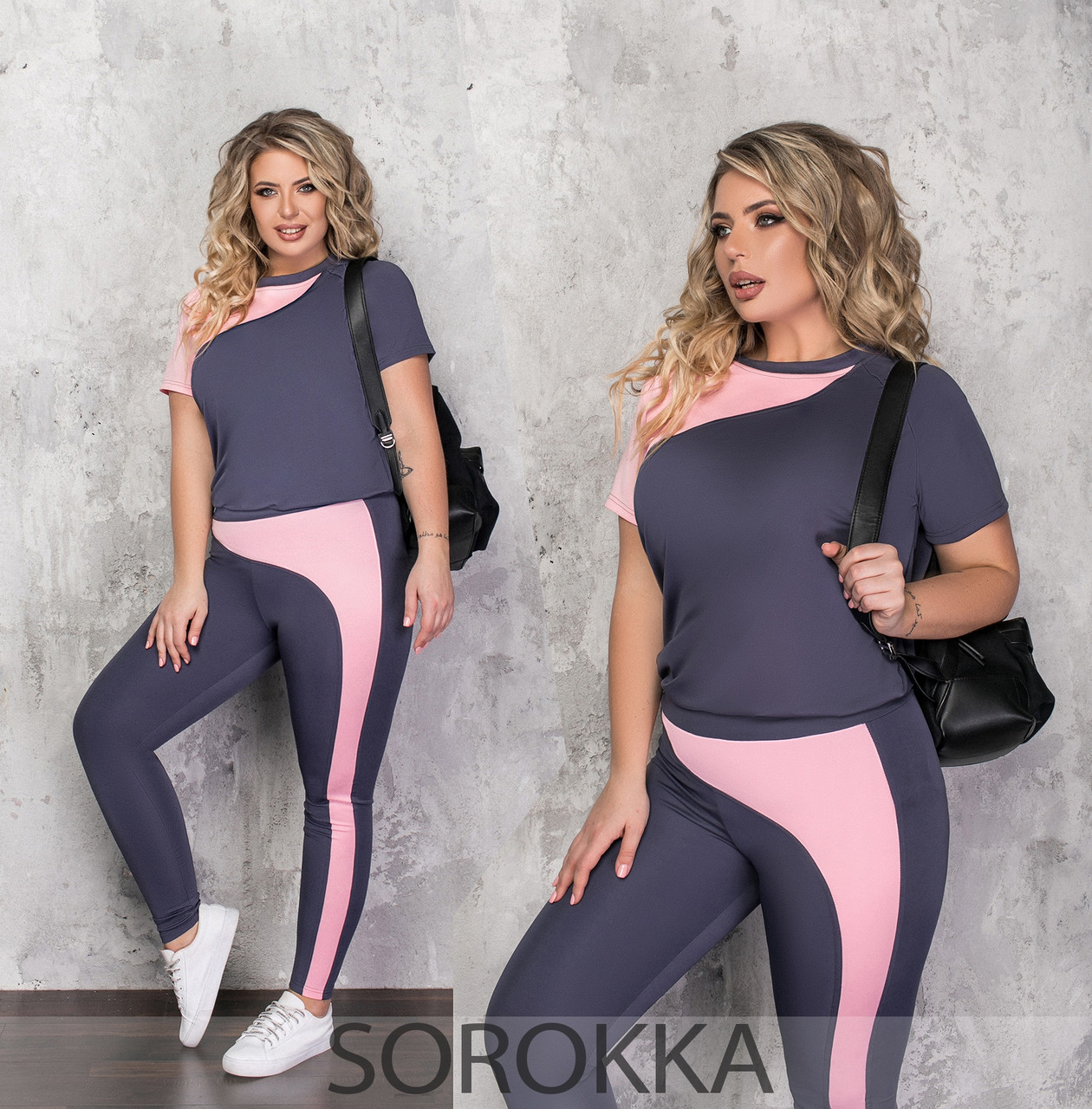 Спортивний костюм із мікродайвінгу для фітнесу та залу батал, фото 1