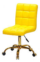 Стул Augusto GD - Office желтый 1006 кожзам, на золотой крестовине с колесами