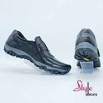Туфлі спортивні чоловічі шкіряні чорного кольору “Style Shoes”, фото 3