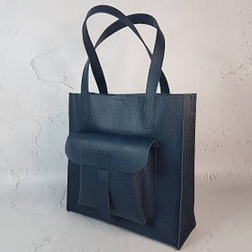 Сумка жіноча "ГАРДА" натуральна шкіра, синя матова під рептилію