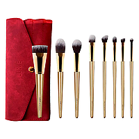 Набор из 8 кистей для макияжа в красном чехле LUXIE Glitter and Gold Brush Set