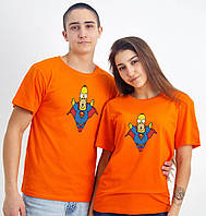 Футболка оранжевая симпсон супермен , футболка оранжевая женская