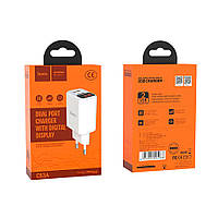 Сетевое зарядное устройство Hoco C63A (2USB, 2.1A) LED-дисплей