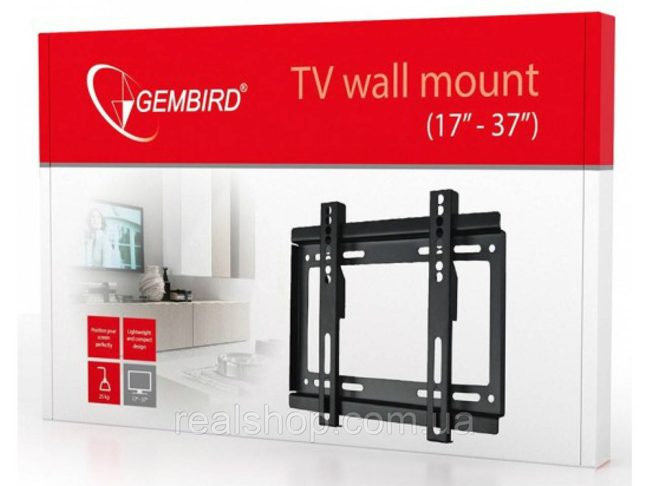 Настінне кріплення телевізора Gembird WM-37F-01 (фіксований) 17”-37”, фото 1