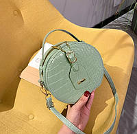 Женская сумочка на ремне темно салатовый из экокожи стильная сумка через плечо из кожзаменителя для девушки