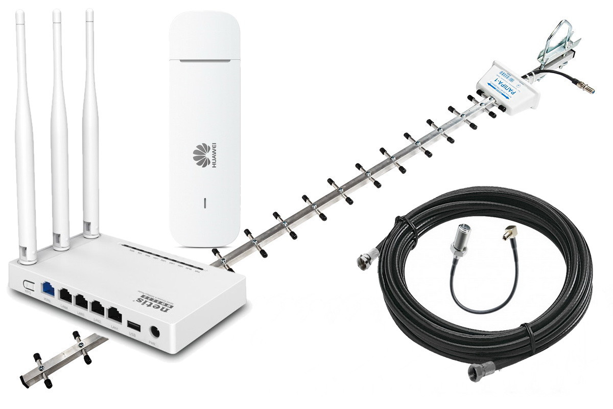 Комплект 4G Netis MW5230 + модем Huawei E3372h-320 + 3G/4G LTE антена "Rapira" 20 Дб, фото 1