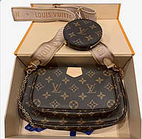 Модная женская коричневая сумка Louis Vuitton 3 в 1 Луи Витон