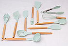 Кухонний набір з 12 предметів Kitchen Art зелений з бамбуковою ручкою VIP кухонне приладдя, фото 9