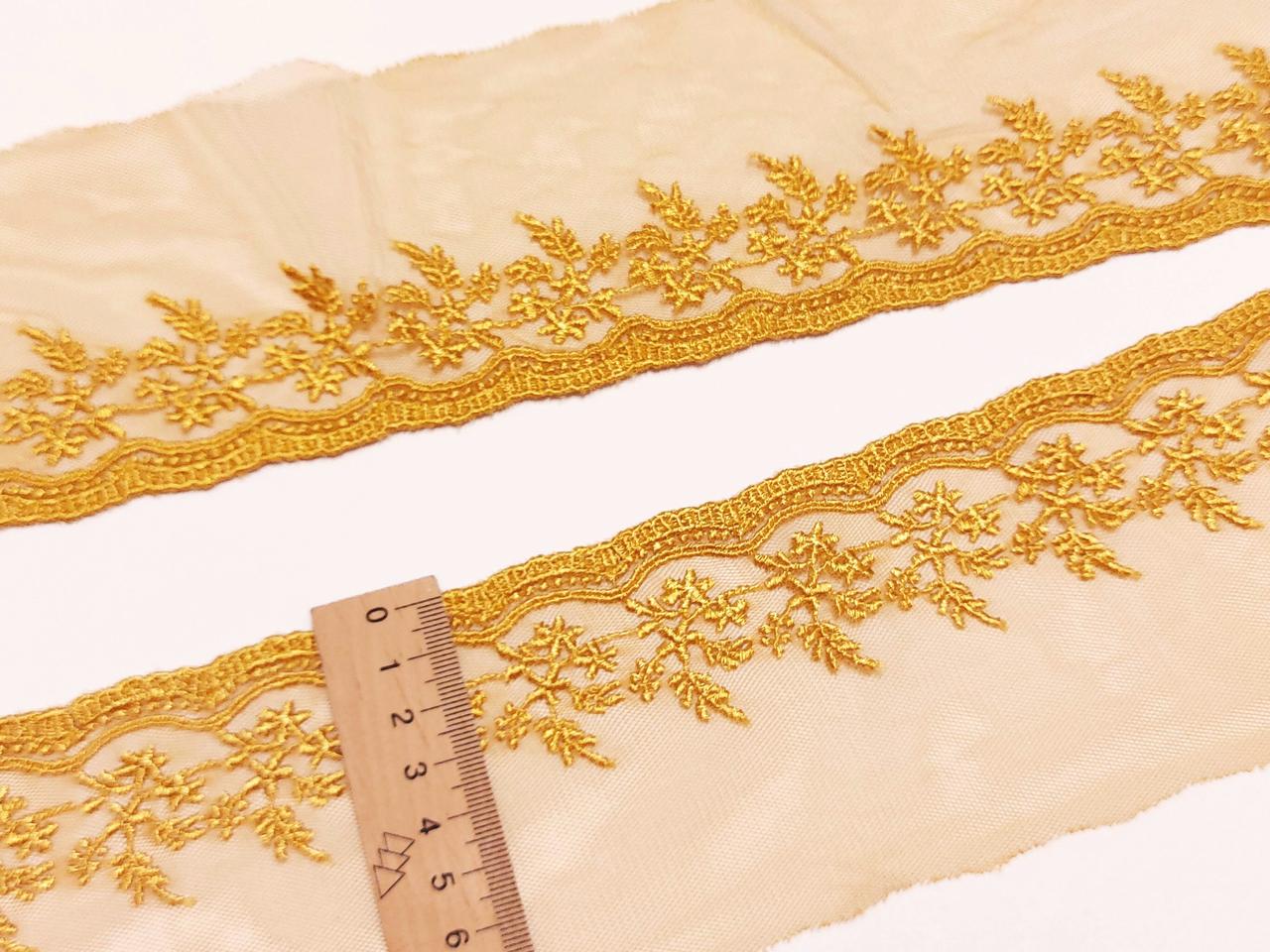 Мереживо гіпюр на сітці золотисте 7см. Тайланд
