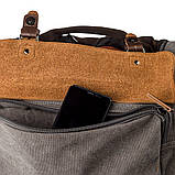 Дорожня сумка текстильна з кишенею Vintage 20191 Сіра, фото 3