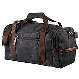 Дорожня сумка текстильна з кишенею Vintage 20192 Чорна, фото 2