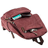 Компактний жіночий текстильний рюкзак Vintage 20195 Малиновий, фото 4