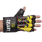 Снарядні рукавички шингарты шкіряні Zelart 4224 Black-Yellow розмір XL, фото 3