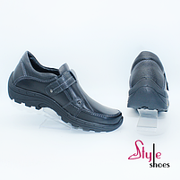 Туфлі спортивні стильні чоловічі шкіряні чорного кольору “Style Shoes” 41 розмір, фото 3