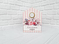 Самосборный коробок для цветочных композиций "Домик" Розовый, 14,5*14,5*16,5 см