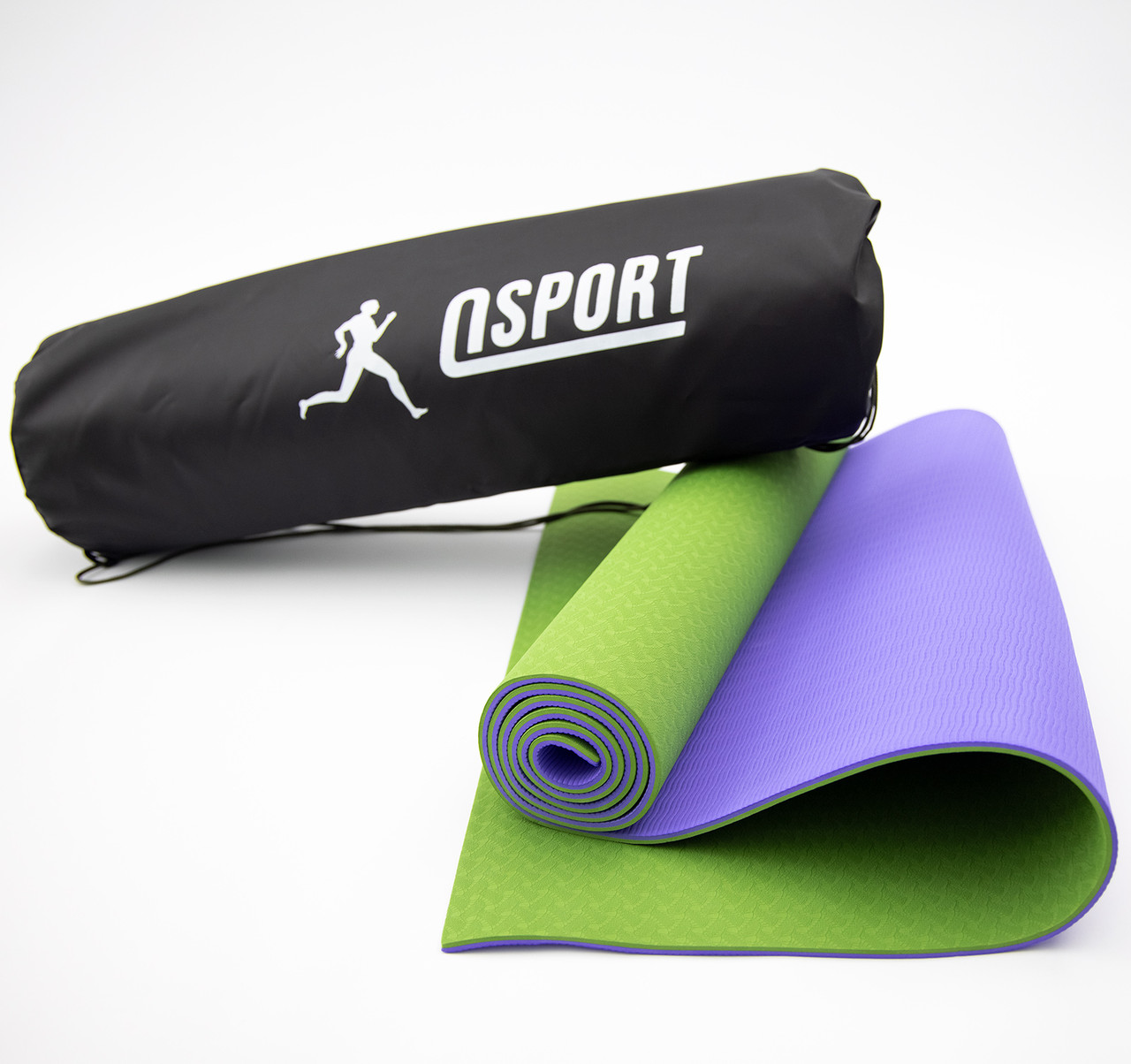 Килимок для йоги та фітнесу + чохол (мат, каремат спортивний) OSPORT Yoga ECO Pro 6мм (n-0007) Оливково-фіолетовий