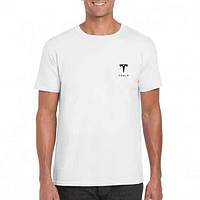 Футболка Тесла мужская хлопковая, спортивная летняя футболка Tesla, Турецкий хлопок, S Белая